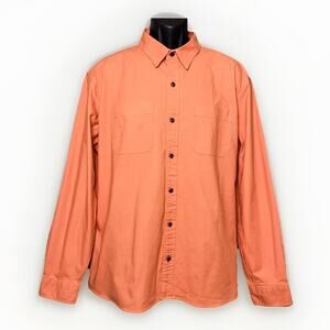 L.L. Bean Button Shirt Large Long Sleeve Sunwashed Peach Canvas Traditional Fit